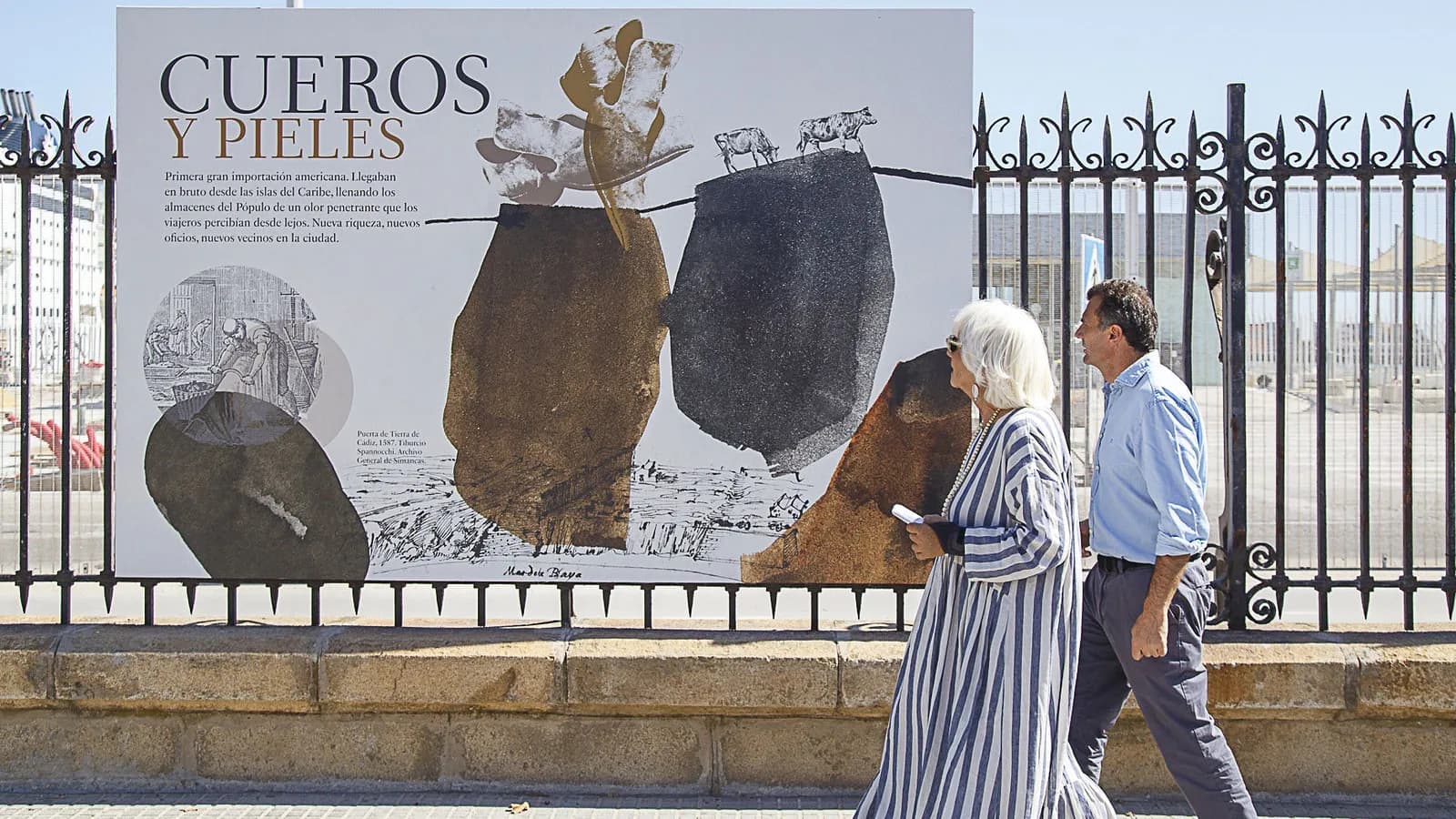 Una exposición en la verja del Puerto de Cádiz recorre el papel de la ciudad en el comercio internacional